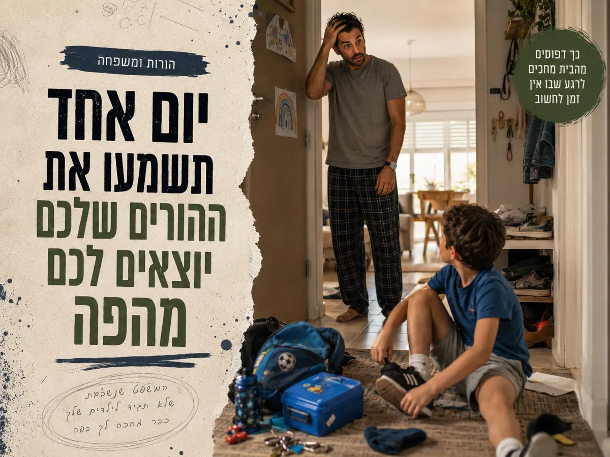 אב ישראלי עומד מול בנו בבוקר לחוץ ומבין שחזר על משפט ששמע בילדותו