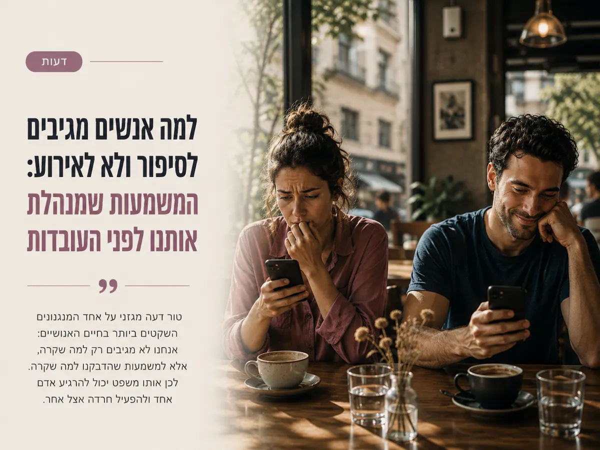שני אנשים מגיבים אחרת לאותה הודעה בגלל המשמעות שכל אחד נותן לאירוע
