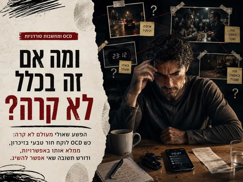 אדם יושב בלילה מול מפתחות וטלפון ומנסה לשחזר אירוע שאינו זוכר בבירור